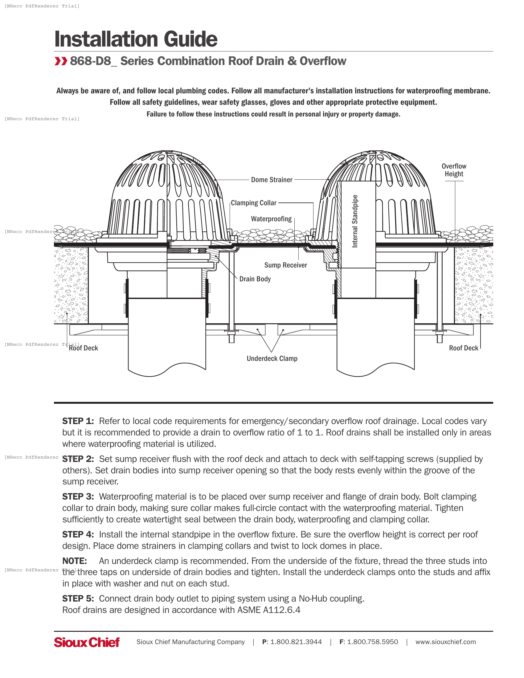 868-D8 SERIES - ROOF DRAIN & OVERFLOW - INSTALLATION GUIDE.PDF Technical Document